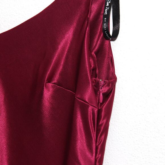 Vintage 90s Zum Zum Prom Satin Slip Dress Maxi Back Ruffle Magenta Size 5/6 - Picture 7 of 12